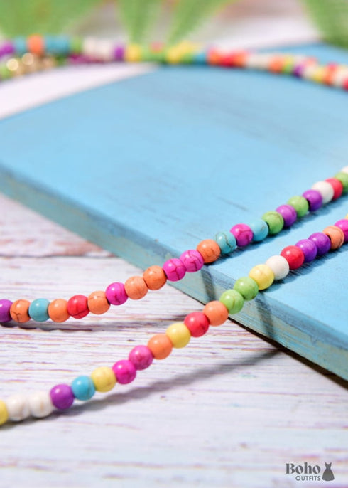 Boho Necklace, Long Blue Hippie Shell